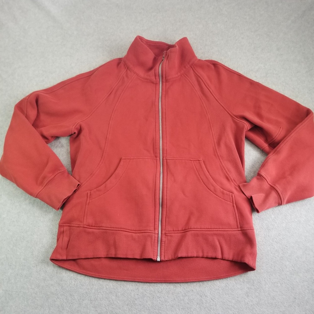 Lululemon Jacket Womens Medium Red Full Zip Scuba Mock Neck Fleece Activewear